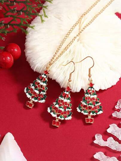 3pcs/Set Cartoon Christmas Tree, Santa Claus, Snowman Dangle Earrings Women Christmas Jewelry Gifts