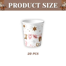 Western Cowgirl Theme Cartoon Pink Cowgirl Pattern Disposable Tableware Set, Including 7/9 Inch Paper Plates, Napkins, Cups, Tablecloth, Suitable For Birthday Party, Wedding, New Year, Party, Picnic Back To School Valentine's Day