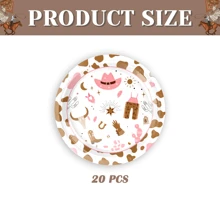 Western Cowgirl Theme Cartoon Pink Cowgirl Pattern Disposable Tableware Set, Including 7/9 Inch Paper Plates, Napkins, Cups, Tablecloth, Suitable For Birthday Party, Wedding, New Year, Party, Picnic Back To School Valentine's Day