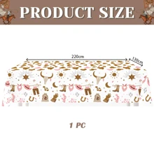 Western Cowgirl Theme Cartoon Pink Cowgirl Pattern Disposable Tableware Set, Including 7/9 Inch Paper Plates, Napkins, Cups, Tablecloth, Suitable For Birthday Party, Wedding, New Year, Party, Picnic Back To School Valentine's Day