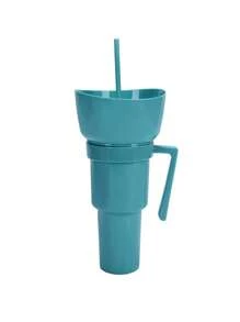 1 pieza Cubeta para palomitas, vaso con pajita para bebidas y jugo, vaso con pajita creativo de cine para pareja con palomitas - Multicolor - Ver 12