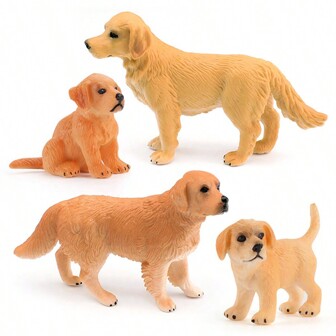 仿真金毛猎犬宠物狗模型装饰玩具，狗模型>PVC，金毛猎犬印花，斯塔福郡梗