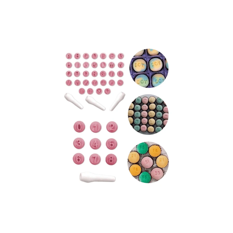 Kit Confeitaria Carimbos Para Marcar Docinhos De Festa Letras + Numeros - Bluestar