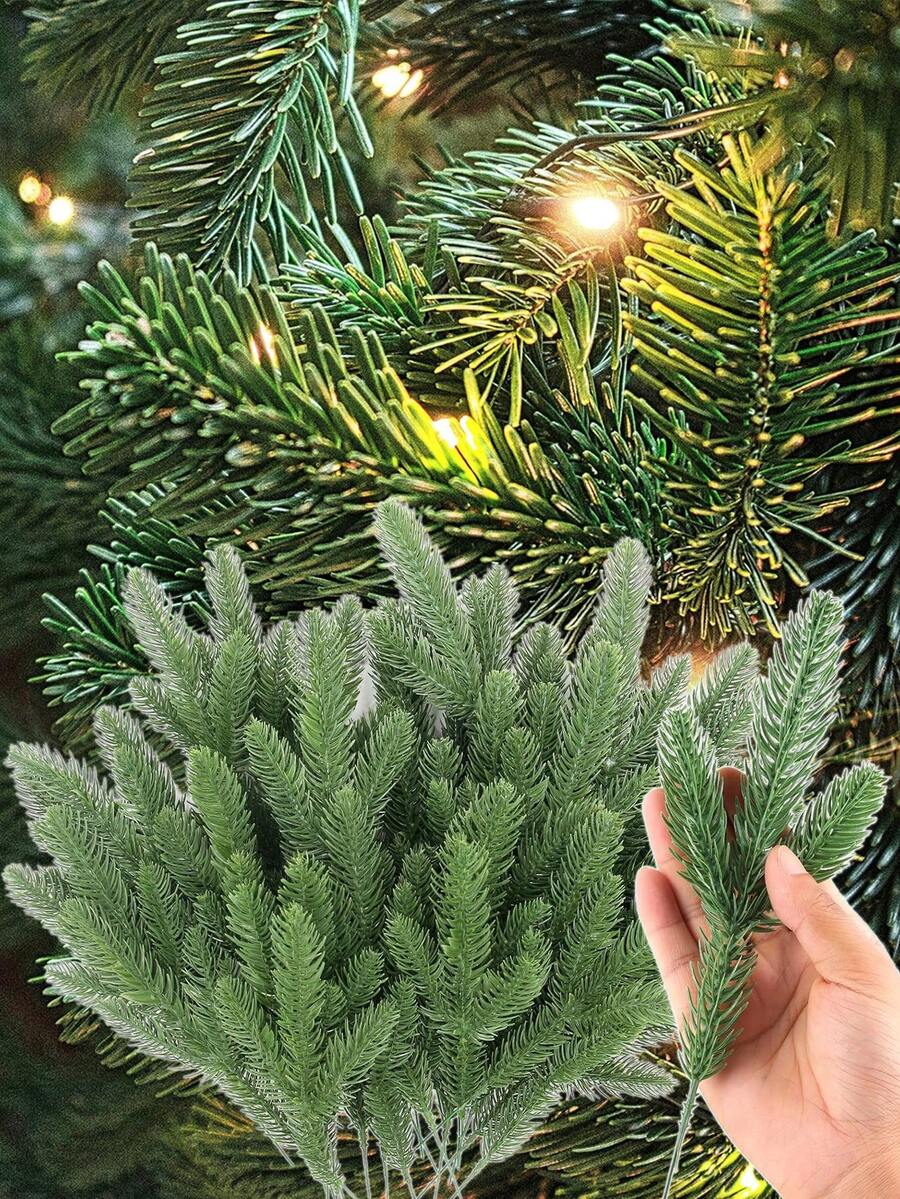 10/20/30Pcs Artificial Pine Branches Christmas Greenery Plants Pine