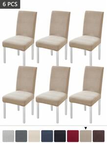 6pcs Jacquard Chair Cover Thickened Elastic Restaurant Chair Cover Spandex Anti-Dirty Stool Cover Home Decoration
