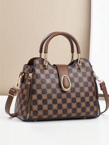 Túi Tote Colorblock Thời Trang Mới Dành Cho Nữ, Túi Xách Đeo Vai/Đeo Chéo, Sức Chứa Rộng Rãi, Phong Cách Thường Ngày Sang Trọng Thích Hợp Cho Du Lịch, Mua Sắm Và Sử Dụng Hàng Ngày - Cà phê nâu - Xem 1