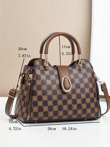 Túi Tote Colorblock Thời Trang Mới Dành Cho Nữ, Túi Xách Đeo Vai/Đeo Chéo, Sức Chứa Rộng Rãi, Phong Cách Thường Ngày Sang Trọng Thích Hợp Cho Du Lịch, Mua Sắm Và Sử Dụng Hàng Ngày - Cà phê nâu - Xem 2