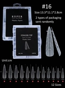 Boxed 120pcs Transparent Nail Extension Dual Mold  Artificial Nail Form Almond Square Pointed Coffin Full Cover Nail Prolong Mold With Scale Manicure Tools For DIY Salon Nail Extension