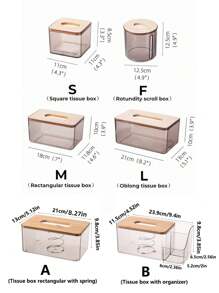 1pc Clear Tissue Box, Minimalist Plastic Removable Tissue Box For Home Kitchen Office Desktop Storage - Dark Grey - View 4