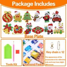 Móc khóa tranh kim cương chủ đề Giáng sinh 12 chiếc, đồ thủ công khảm, bộ tranh kim cương bán thành phẩm thủ công, đồ trang trí ngày lễ, nghệ thuật 5D, đồ tự làm cho người mới bắt đầu, tô số, dễ sử dụng - Nhiều màu - Xem 5