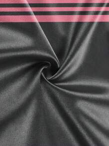 Men's Stripe Long Sleeve Polo Shirt, Casual Commuter Style, Autumn - Pink - View 4