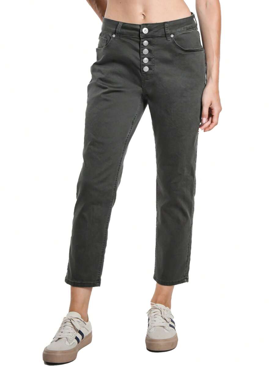 Sexy Woman Damenhose aus Stretch-Baumwolle mit speziellen Knöpfen (Code H345) - Grau - Übersicht 1