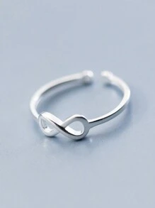 HuooNew 1 pièce Bague ouverte en argent sterling 925 simple avec symbole de l'infini, bijoux de main pour femmes pour un port quotidien