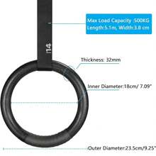 Gymnastic Rings Wooden Rings Gymnastics Rings, Gymnastics Rings With Grip Band, Adjustable Buckle Straps And Markings, Rings Training For Full Body Workout - Black - View 4
