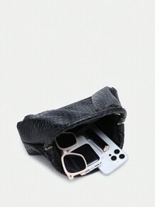 Vintage minimalistischer gehäkelter SIA Damen Strandtasche, Muster mit Meerschnecken, Angola rote Nieten Dekoration, großvolumige gefältelte wolkenförmige Clutch Handtasche, geeignet für Partys, Lässig-Outfits und den täglichen Gebrauch