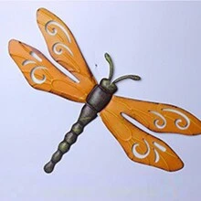 Dragonfly Wall Art Decoration Modern Vintage Sculptures For Living Room Bedroom Office Yard Garden Ornament - 橘色 - 查看 2