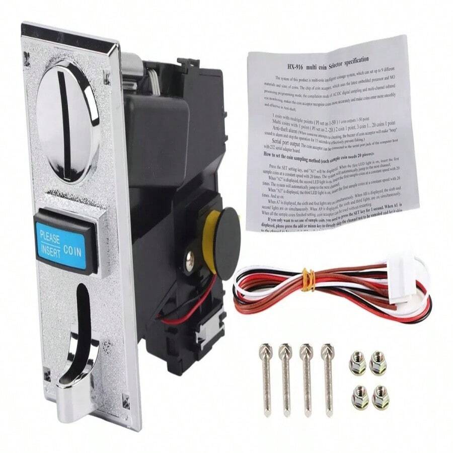 Monedero Aceptador Electrónico Multimonedas Maquina Arcade - Plateado - Ver 1