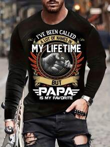 Áo thun cổ tròn dài tay in hình độc đáo "Làm cha là vinh dự" - Phong cách, co giãn nhẹ, có thể giặt bằng máy, in toàn bộ cho nam - Hoàn hảo cho những dịp đi chơi bình thường vào mùa thu và bốn mùa - màu đen - Xem 1
