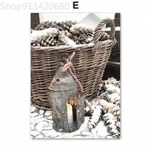 1 件装墙壁艺术帆布圣诞冬季雪屋鹿狐狸北欧海报和印刷品墙壁画客厅装饰画无框 - 彩色 - 查看 19