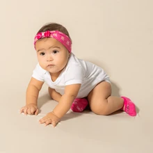 Meias Dallf Kit 02 Pieces Half Slipper With Hair Band Newborn Girls Durable Layette Dallf - Màu Hồng Tươi - Xem 1