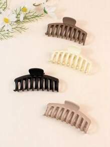 8pcs Women's Khaki 4cm Square Hair Claw Clips, Simple & Versatile, Suitable For Daily Use - Multicolor - View 13