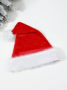 1 chiếc mũ ông già Noel dày cho trẻ em kèm quả bóng lớn bằng vải nhung, cỡ lớn, trang phục trang trí Giáng sinh - Đỏ - Xem 2