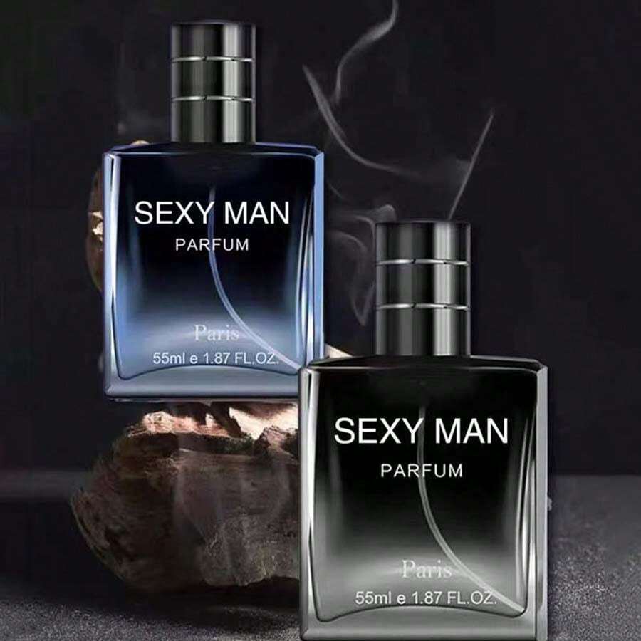 2pc Sexymen Perfumes Paris Perfume 55ml*2 Men's Long Lasting Perfumes 1.86oz *2 Black + Blue Fresh Wood Scent Is The Perfect Gift For Him - Màu xanh lam - Xem 1