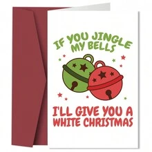 1 张有趣的铃儿响叮当圣诞贺卡 - 独特的节日问候 - 非常适合家人、朋友、情侣和同事传播欢乐和欢呼、圣诞节和冬季节日祝福 - 彩色 - 查看 1