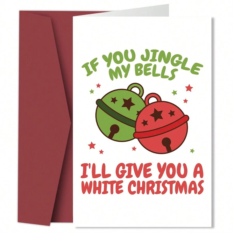 1 张有趣的铃儿响叮当圣诞贺卡 - 独特的节日问候 - 非常适合家人、朋友、情侣和同事传播欢乐和欢呼、圣诞节和冬季节日祝福 - 彩色 - 查看 1
