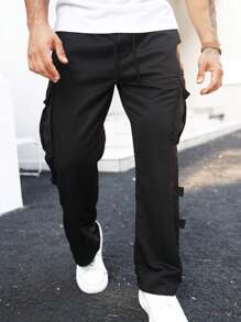 Pantalon casual pour hommes avec poche avant attachée, ourlet à cordon minimaliste