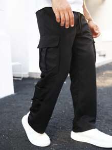 Pantalon casual pour hommes avec poche avant attachée, ourlet à cordon minimaliste