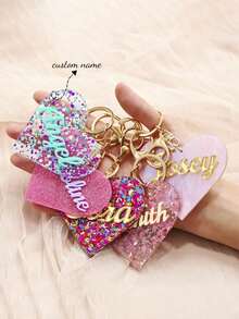 1 Móc khóa hình trái tim lấp lánh tùy chỉnh có tên, Thiết kế kim tuyến lấp lánh cá nhân hóa, Kỷ vật lãng mạn, Quà sinh nhật, Quà đính hôn & cưới, Phụ kiện tốt nghiệp & du lịch, Móc chìa khóa bền - Móc khóa tùy chỉnh - Xem 3
