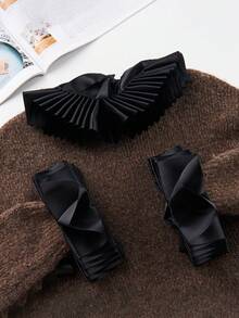 3 件套黑白涤纶项圈和手镯配件套装，适合派对 - 宮廷假高立領 - 查看 5