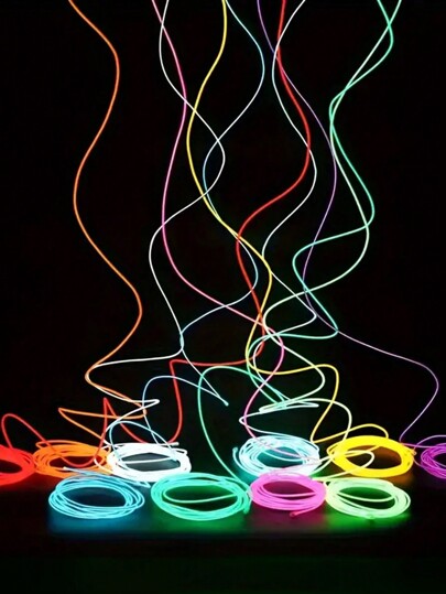 1pc, 9.84ft/3m Colorful Neon Rope Light - Holiday Decor, Bedroom Decor - Battery Powered, Flashing, Electroluminescent, With Cool Accessories