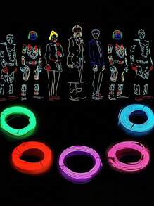 1 件，9.84 英尺/3 米鲜艳霓虹灯绳 - 节日装饰照明，卧室装饰 - 电池供电，频闪，电动发光，配有酷炫小工具 - 彩色 - 查看 2