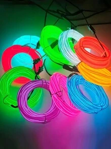 1 件，9.84 英尺/3 米鲜艳霓虹灯绳 - 节日装饰照明，卧室装饰 - 电池供电，频闪，电动发光，配有酷炫小工具 - 彩色 - 查看 4