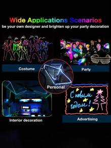 1 件，9.84 英尺/3 米鲜艳霓虹灯绳 - 节日装饰照明，卧室装饰 - 电池供电，频闪，电动发光，配有酷炫小工具 - 彩色 - 查看 11