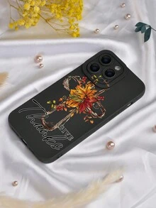 1 chiếc Lá Phong Chữ Thập Thời Trang Cá Nhân Hóa Lá Cây Đức Tin Phong Cách 2D, Thích Hợp Làm Quà Tặng Cho Bạn Bè, Gia Đình, Cặp Đôi, Bản Thân Bạn Nhân Ngày Lễ Tạ Ơn, Halloween, Giáng Sinh. Vỏ Mềm Mờ Đen, Bảo Vệ Toàn Diện Chống Bụi & Nước, Tương Thích Với Apple, - màu đen - Xem 3