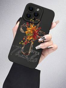 1 chiếc Lá Phong Chữ Thập Thời Trang Cá Nhân Hóa Lá Cây Đức Tin Phong Cách 2D, Thích Hợp Làm Quà Tặng Cho Bạn Bè, Gia Đình, Cặp Đôi, Bản Thân Bạn Nhân Ngày Lễ Tạ Ơn, Halloween, Giáng Sinh. Vỏ Mềm Mờ Đen, Bảo Vệ Toàn Diện Chống Bụi & Nước, Tương Thích Với Apple, - màu đen - Xem 2