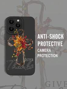 1 chiếc Lá Phong Chữ Thập Thời Trang Cá Nhân Hóa Lá Cây Đức Tin Phong Cách 2D, Thích Hợp Làm Quà Tặng Cho Bạn Bè, Gia Đình, Cặp Đôi, Bản Thân Bạn Nhân Ngày Lễ Tạ Ơn, Halloween, Giáng Sinh. Vỏ Mềm Mờ Đen, Bảo Vệ Toàn Diện Chống Bụi & Nước, Tương Thích Với Apple, - màu đen - Xem 5