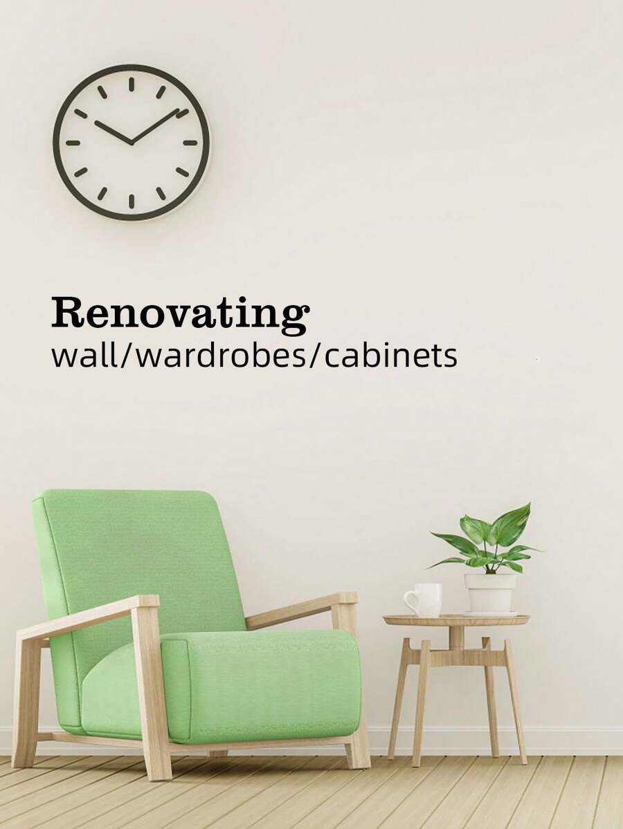 1m/3m 白色 PVC 防水自粘墙纸、DIY 橱柜门家具翻新贴纸、桌面覆盖物 - 米色 - 查看 1