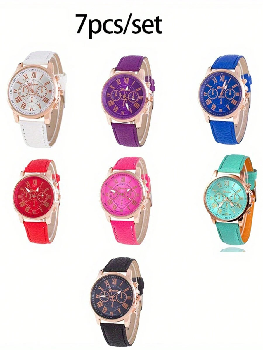1 套 - 简约设计女式皮带、女式手表、多色皮带设计、多色玫瑰金石英女式手表、生日和万圣节派对礼物 - 彩色 - 查看 1