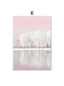 1PC Pink Christmas Winter Snow Santa Chalet Wall Art Canvas Painting Nordic Posters And Prints Wall Pictures For Bedroom Home Decor No Frame Christmas Decorations Room Decor - Multicolor - View 11