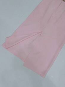 Midi Skirt With Belt High Waist Slit - Baby Pink - View 6