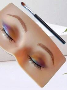 可重复使用化妆板眉毛纹身练习皮肤眼妆培训硅胶练习垫适用于化妆美容学院化妆品1件和化妆刷1件 - 彩色 - 查看 1