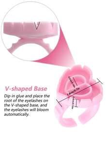 50 pièces/100 pièces Coupe de colle pour extension de cils violette en forme de cœur et de triangle. Outil goutte-à-goutte pour fournitures d'extension de cils ou de tatouage, ou support adhésif pour salon de beauté. Anneau de colle rose.