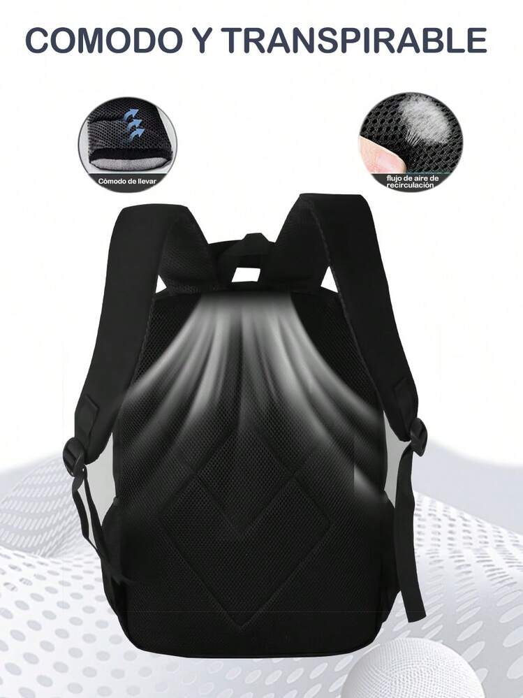 Uniuni Mochilas Para Portátil De Viaje Mochilas De Gran Capacidad Mochilas Para Damas Para Hombres Estilo Coreano Casual Mochilas De Moda - Negro - Añade 7