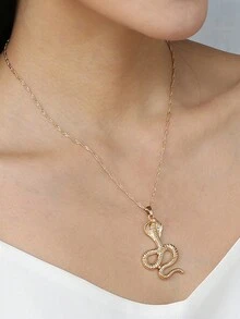 Nooxian 1 件 CZ 镶嵌蛇形吊坠项链，美杜莎蛇形颈饰 - 金黃色 - 查看 2