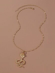 Nooxian 1 件 CZ 镶嵌蛇形吊坠项链，美杜莎蛇形颈饰 - 金黃色 - 查看 1