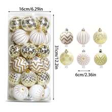 30 piezas Bolas de Navidad Adornos Pintados en Dorado y Blanco Irrompibles, Decoración Festiva Adecuada para Bodas y Compromisos (6CM) - platino - Ver 7